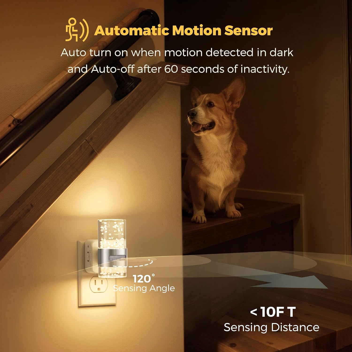 L LOHAS LED Motion Sensor Night Light,Dimmable Night Lights Plug into Wall, 3000K Night-Lights with 0-100 LM Adjustable, Acrylic Bubble Plug in Nightlight for Bathroom Hallway Nursery
