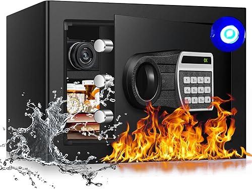 Caja de seguridad ignífuga pequeña de 1.2 pies cúbicos para uso doméstico, resistente al fuego, impermeable, con cerradura de combinación digital,