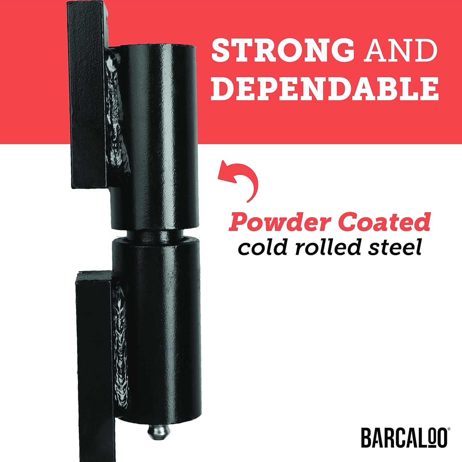 Barcaloo Heavy Duty Weld on Barrel Hinges, 2 Pack - 7 Inch Black Weld On Hinges for Trailer Gate or Ramp