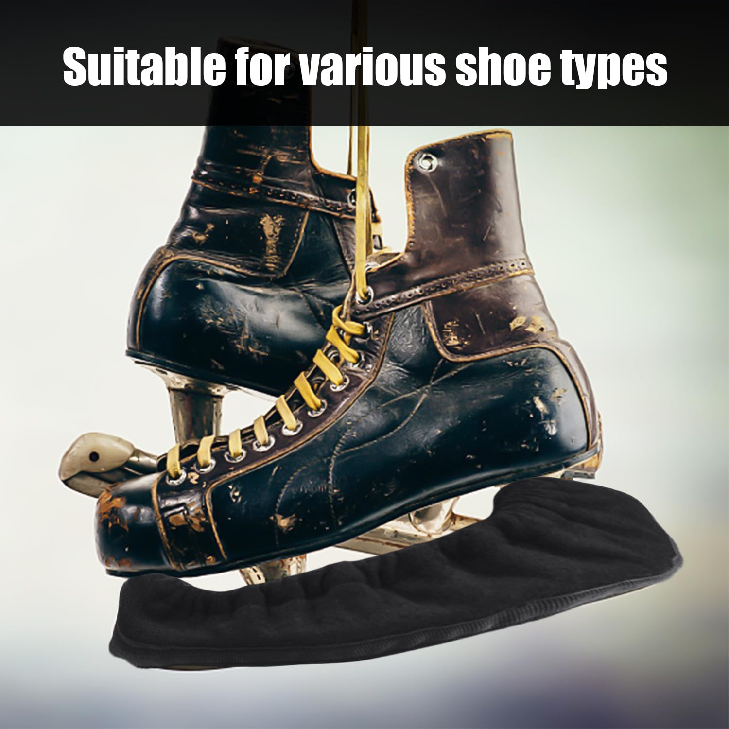 1 par de protectores para patines de hielo de microfibra, antideslizantes, para patinaje artístico y niños, color negro
