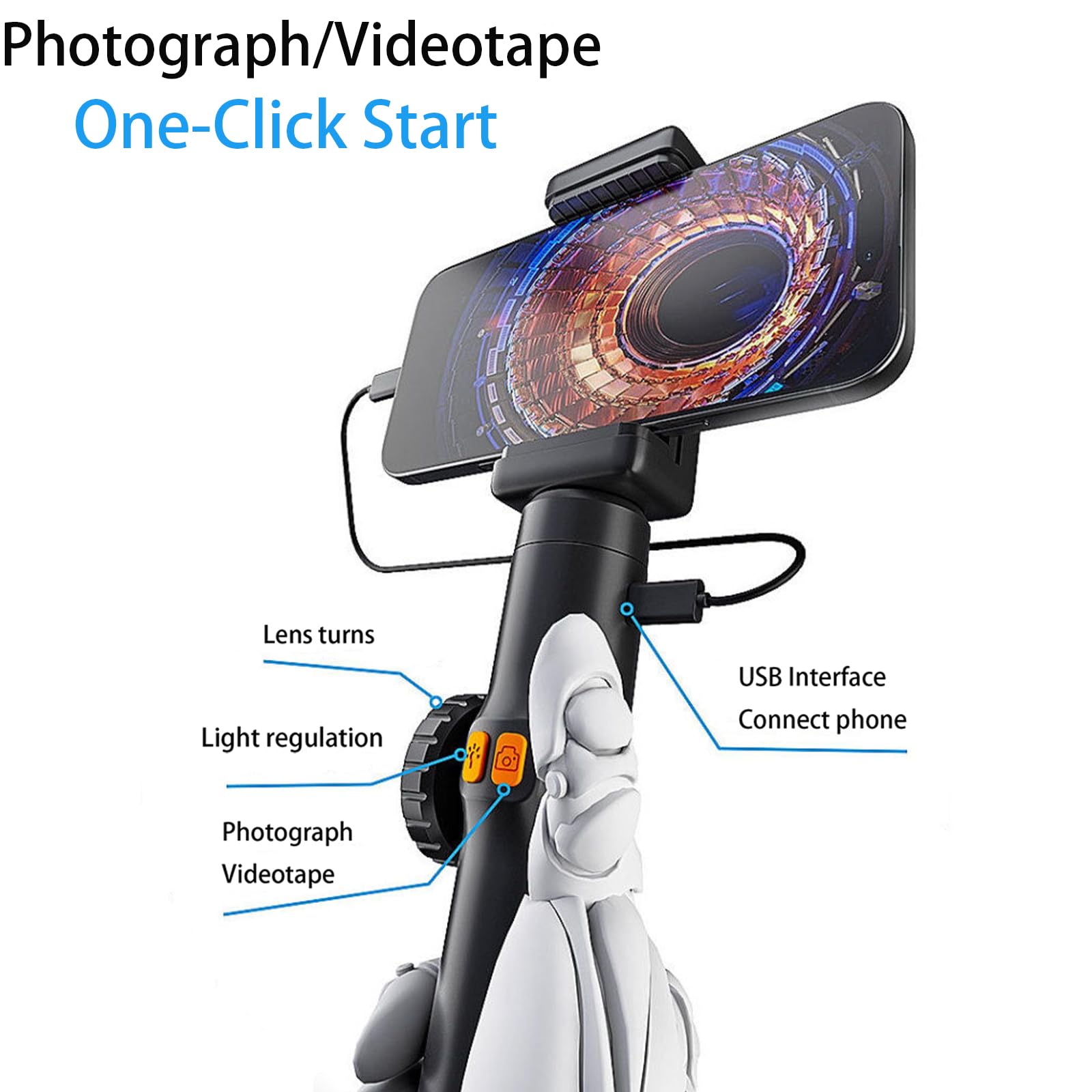 Cámara de inspección endoscópica de doble lente, cámara endoscópica articulada de 360°, endoscopio con luz, lente de 6 mm, sonda impermeable IP67, 6 LED, para HVAC, fontanería, automoción, eléctrico