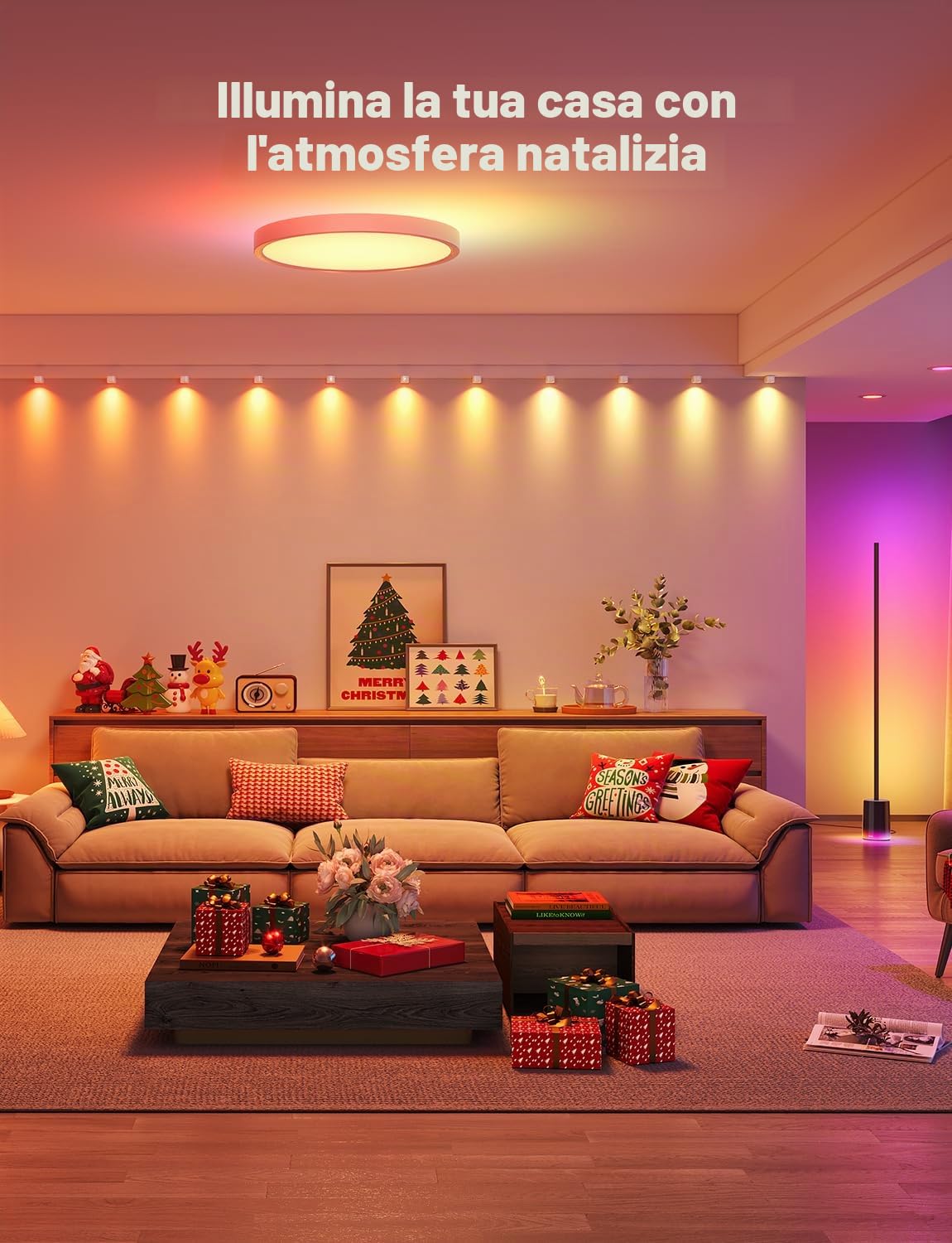 Govee RGBIC Smart - Set di 2 plafoniere LED intelligenti dimmerabili 24 W Ø 30 cm con 16 milioni di colori fai da te, compatibile con Alexa e Google Assistant per camera da letto