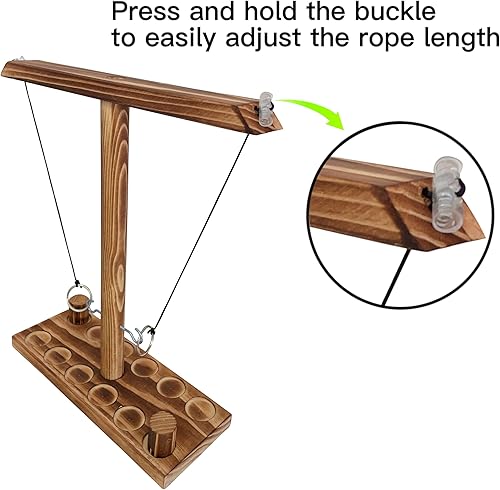 Miniatura 2 de Juego de lanzamiento de gancho de anillo, gancho de madera y juego de lanzamiento de anillos con escalera de tiro para fiesta al aire libre, hecho a