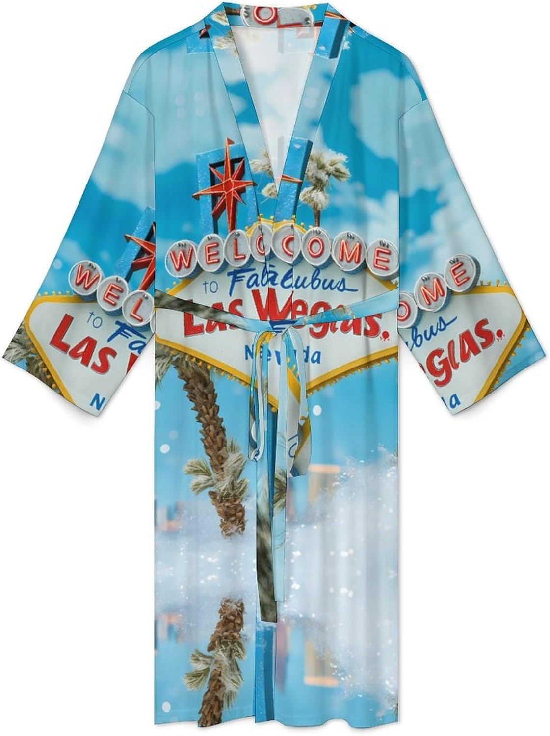 Welcome to Fabulous Las Vegas Mens Robe Long Bathrobe for Women Bath Robes Lightweight Soft Printed Sleepwear
