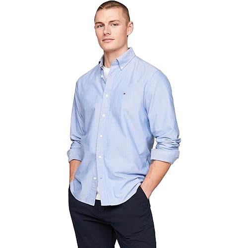 Tommy Hilfiger Long Sleeve Oxford Regular Fit, Men's Button Down Shirts, Also Available in Big and Tall