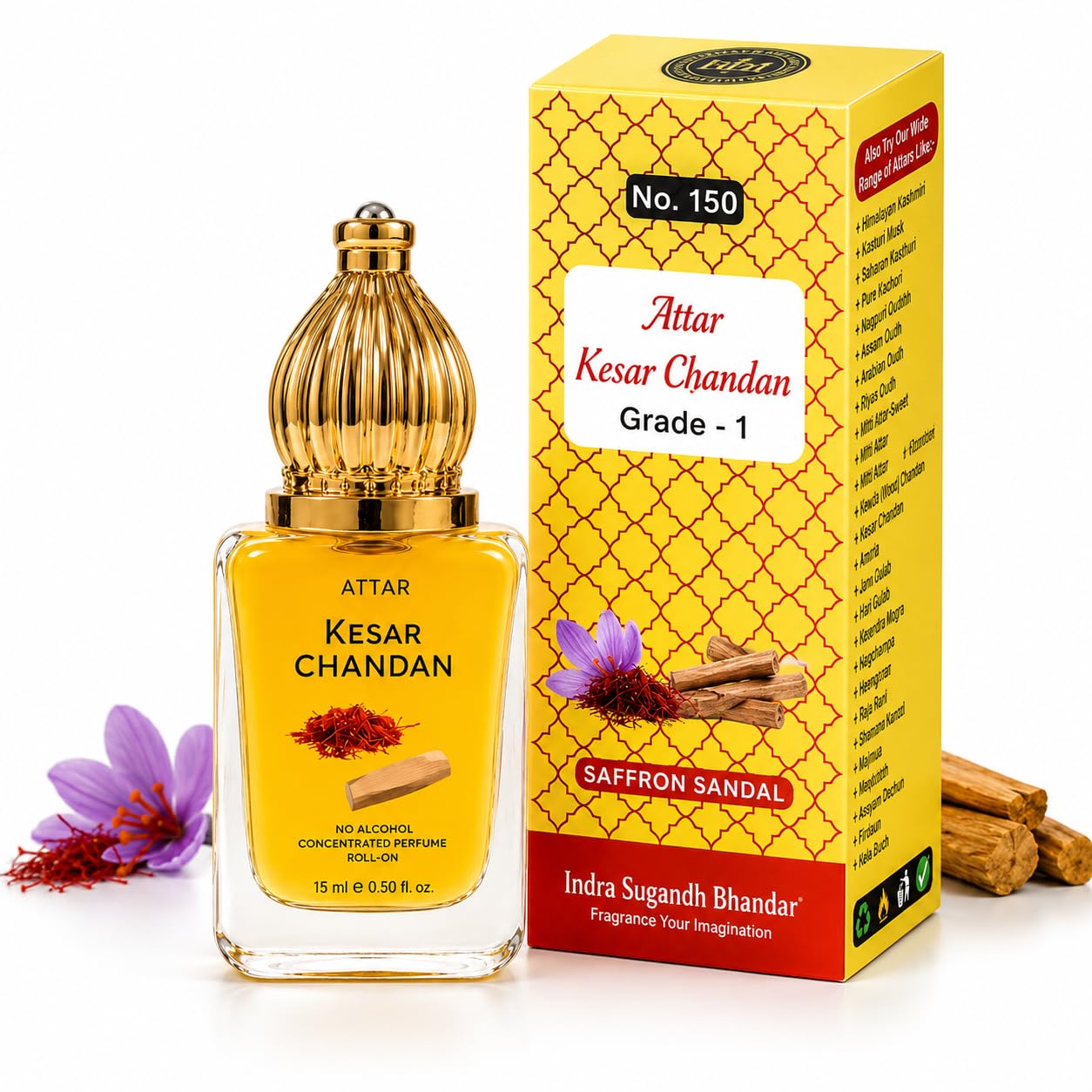INDRA SUGANDH BHANDAR Attar For Men|Women|Pujan Shahi Kesar Chandan 15Ml Roll on Pure And Original Perfume 24 Hours Long Lasting Fragrance Cubic Fancy Pack-image-18
