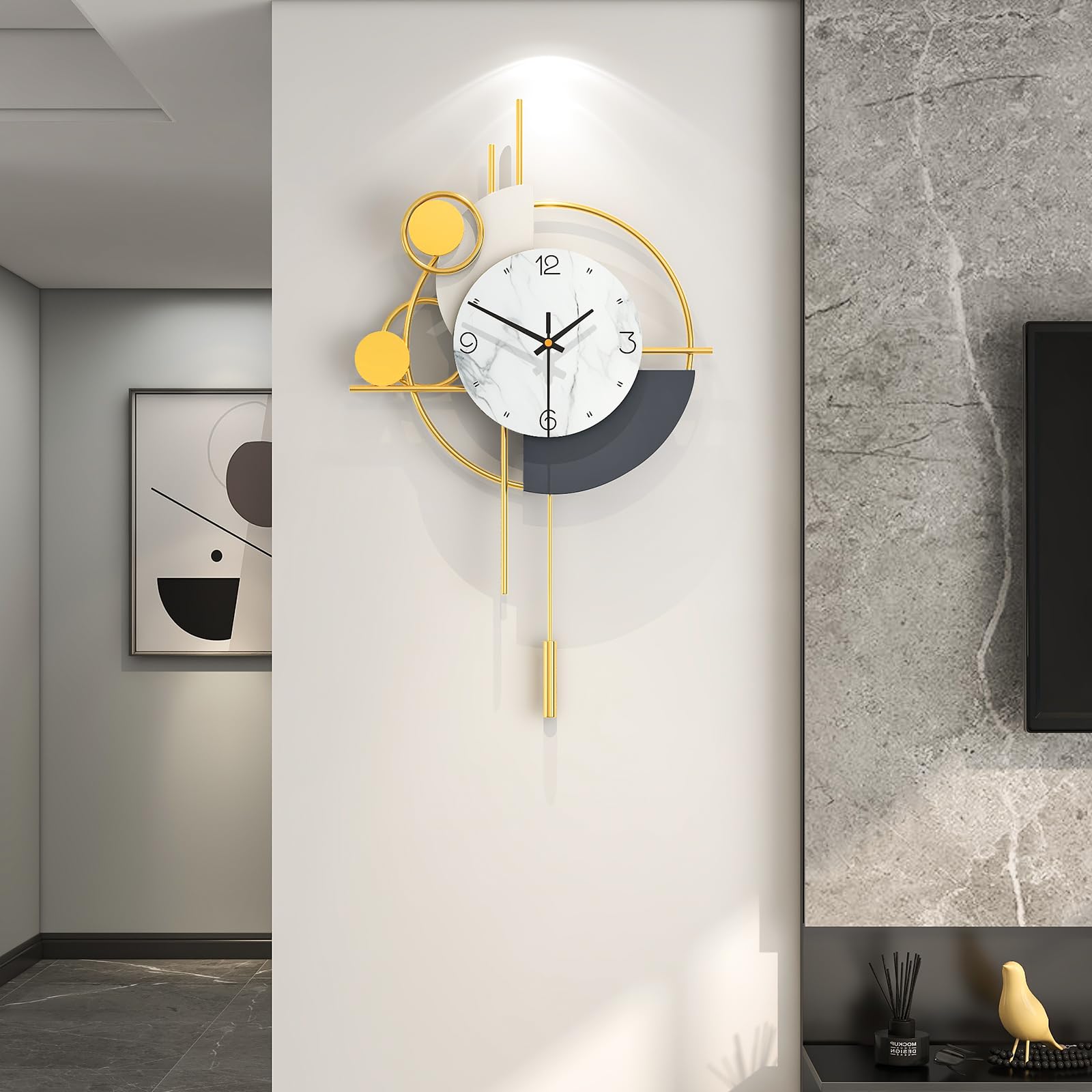 Horloge murale moderne FLEBLE silencieuse et grande pour salon cuisine et bureau
