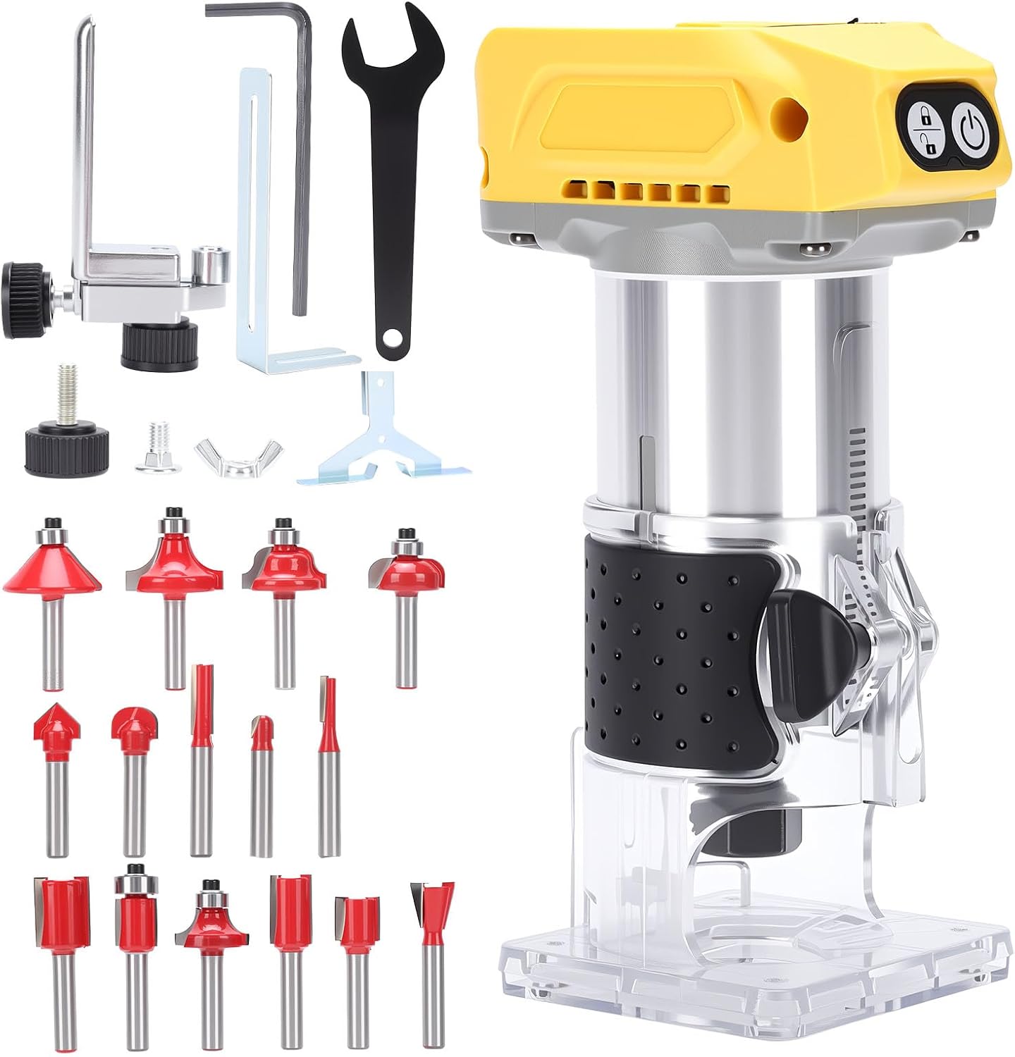 5 Variable Speeds Cordless Compact Router Compatible with D e w alt 20V Battery,Adjustable Speed Brushless Speeds Router Tool,Motor Woodworking Tool for Wood Trimming and Cutting