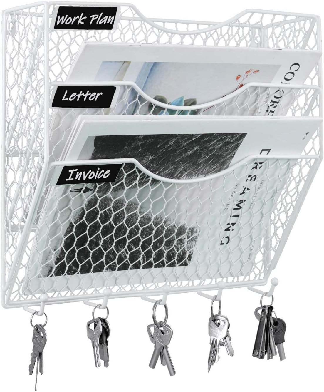 Amazon.com : Home Intuition Wall Mount 3-Tier Bamboo Letter Rack Mail ...