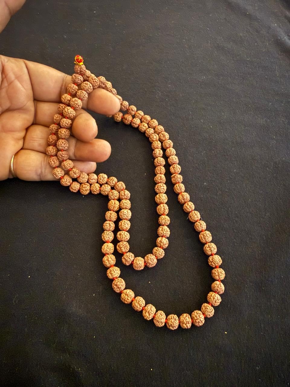 HONODIX Original Rudraksha Panchmukhi Mala (Black, 9-10mm) for Wearing and Japa Mala (5 Mukhi Mala, 108 Beads Mala Rosary Garland) (Black) 1