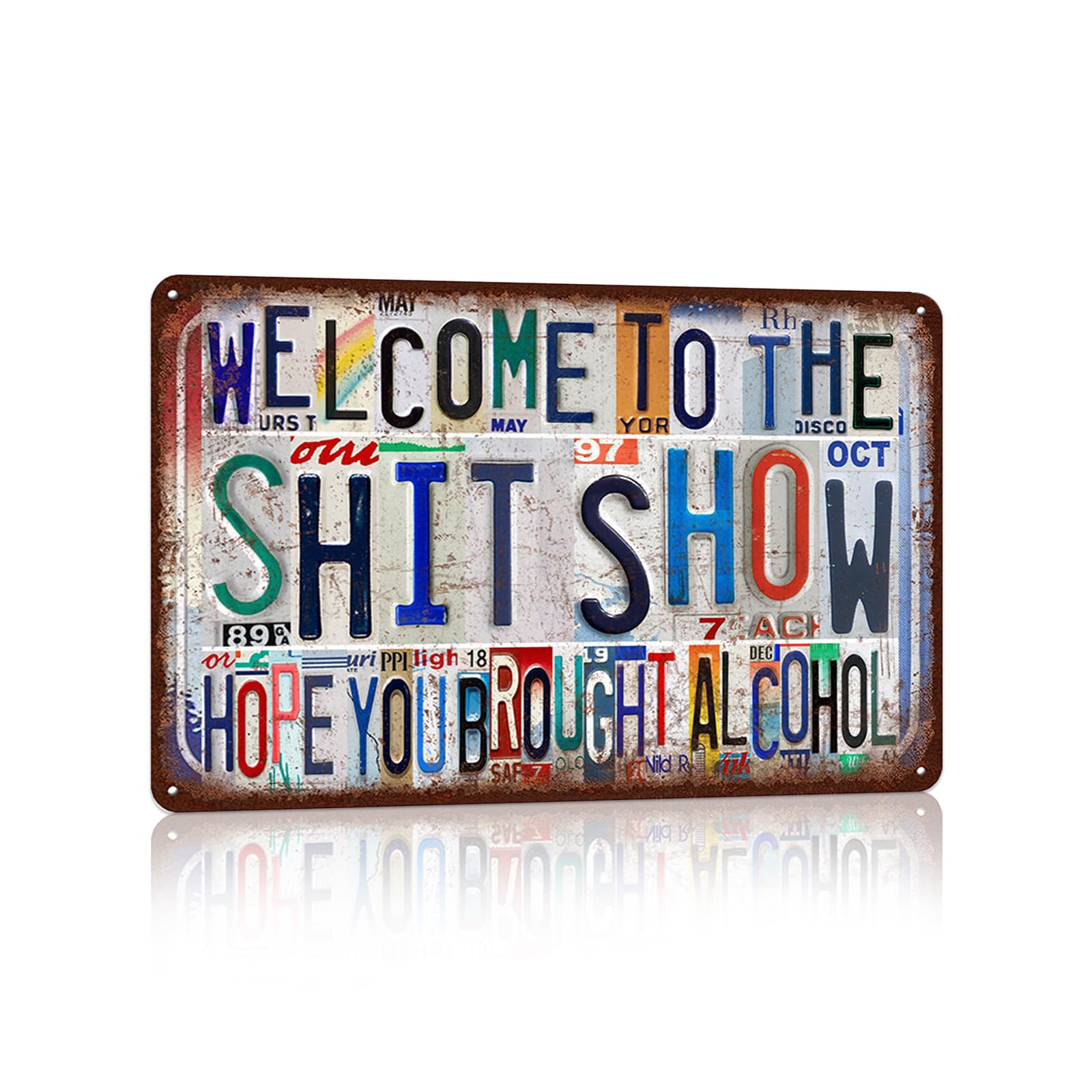 peiyeety Vintage Wall Decor Welcome to The Show Metal Sign Tin Signs Poster - hope you brought alcohol