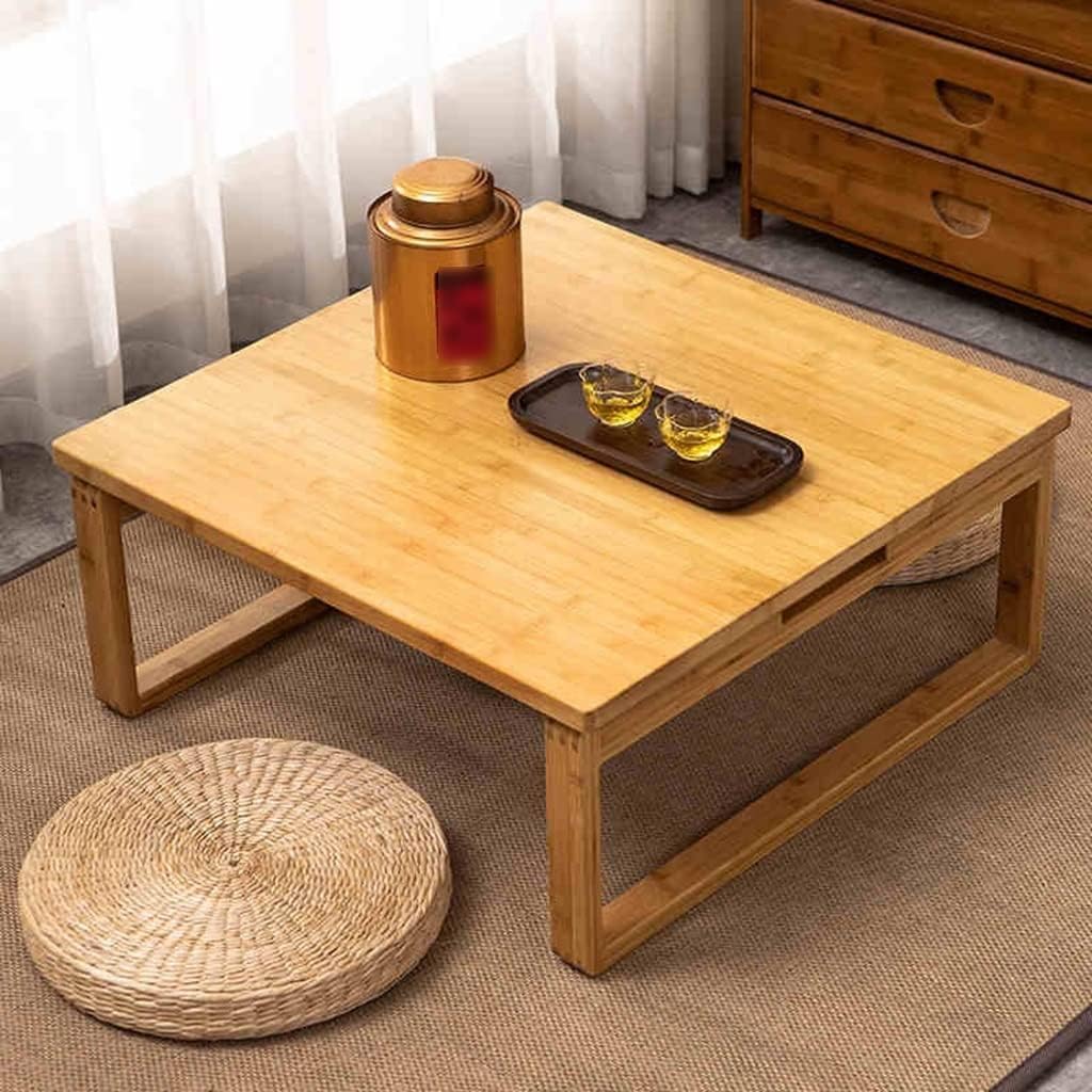 Portable Bamboo Folding Coffee Table - Multifunctional Square Design Ideal for Dining Kids' Art & Home Use Natural Color Compact Size 60X60X23.5Cm,Natural60*60 * 23.5Cm - Image 4