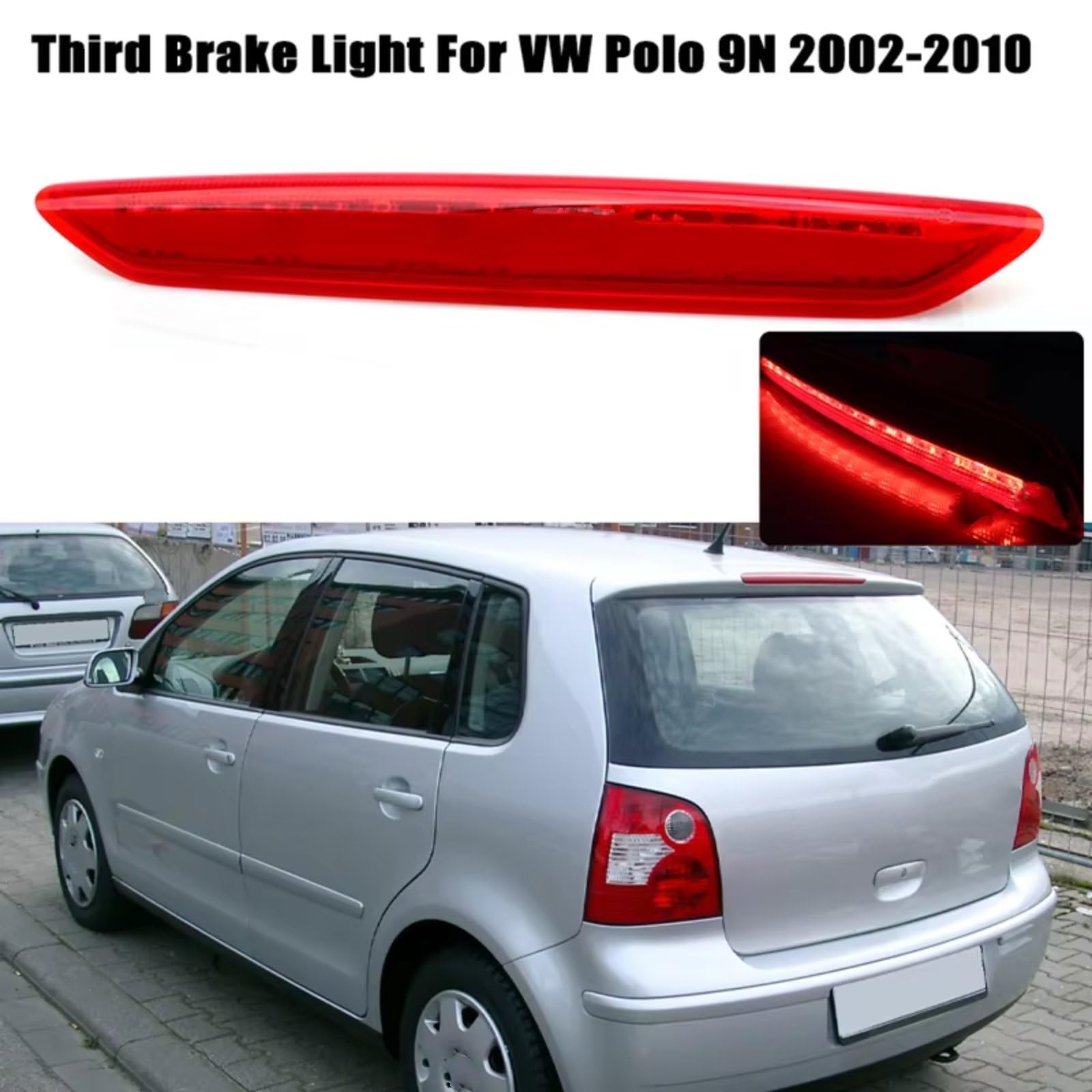Luci Terzo Stop Auto Per Polo 9N 2002 2003 2004 2005 2006 2007 2008 2009 2010 6Q6945097 Montaggio Alto Ulteriore Terza Lampada Di Arresto LED Terza Luce Freno Luce Stop Terza Luce Stop
