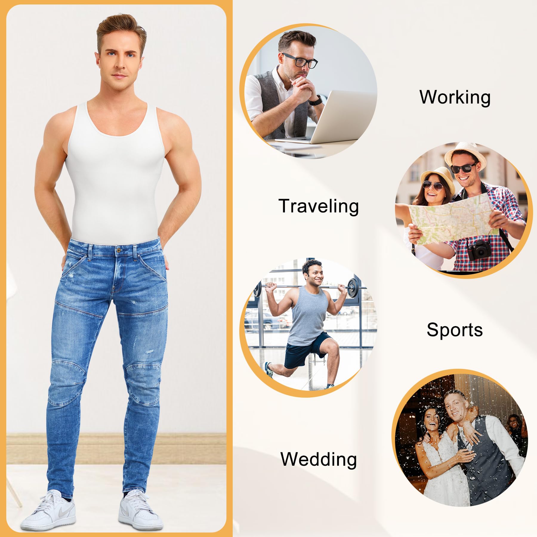 Bafully Débardeur Gainant Homme Débardeur de Compression Homme Maillot de Corps Gaine Ventre Plat Homme Gainant Minceur sous-vêtements sans Couture