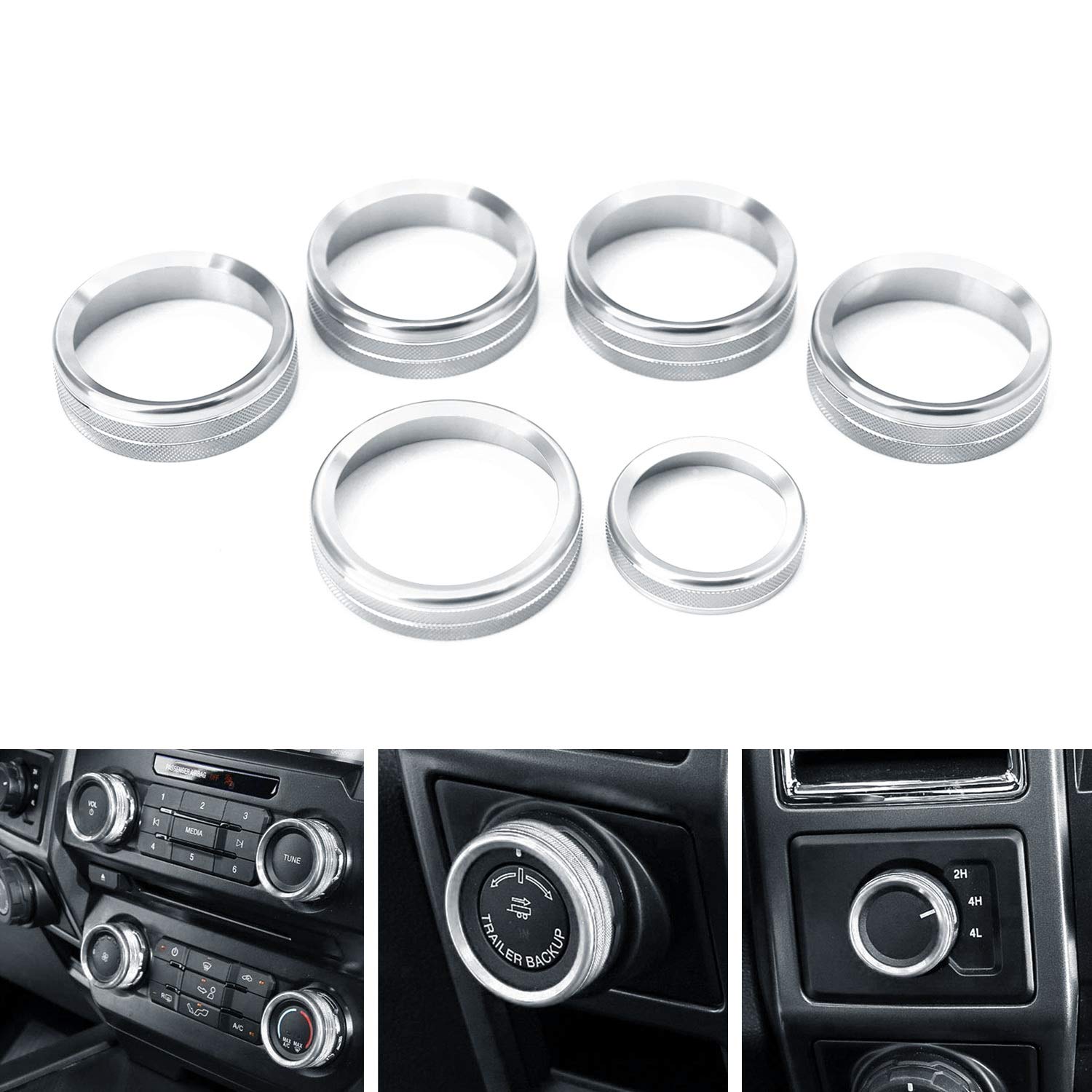 Buy iJDMTOY 6pcSet Silver Aluminum Air Conditioner Stereo Volume/Tune