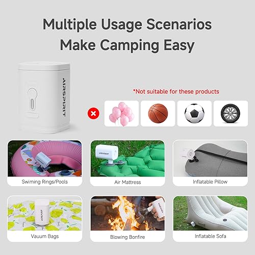 Miniatura 6 de Mini bomba de aire eléctrica portátil para inflables, 5 boquillas universales, inflador recargable, inflador rápido, desinfla flotadores de piscina,