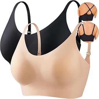 PRETTYWELL Seamless Bras Women Light Support Pull on Adjustable Bralette