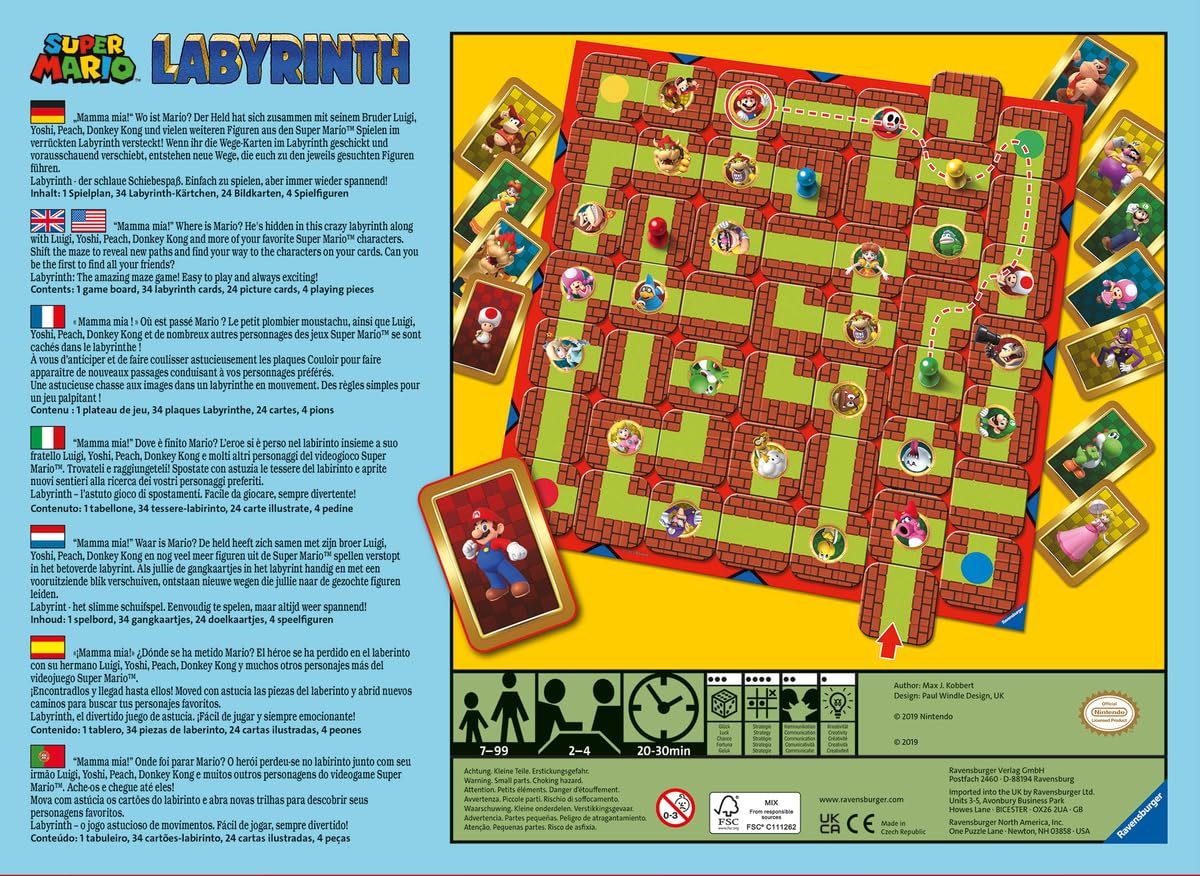 Ravensburger - Labirinto Super Mario | Gioco Da Tavola Per Tutta La Famiglia | Giochi Bambini 7 Anni O Più | 2-4 Giocatori | Giochi Di Societa Edizione In Italiano