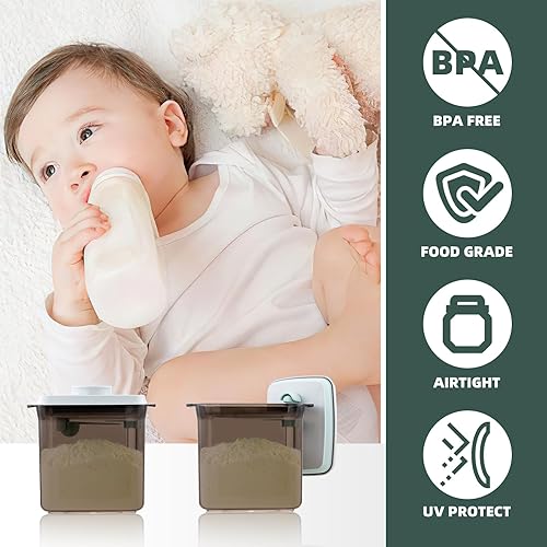 Miniatura 9 de Contenedor de viaje Formula - Recipiente de leche en polvo para dispensador de leche en polvo con cuchara y raspador 28.22 oz 77.8 fl oz transparente