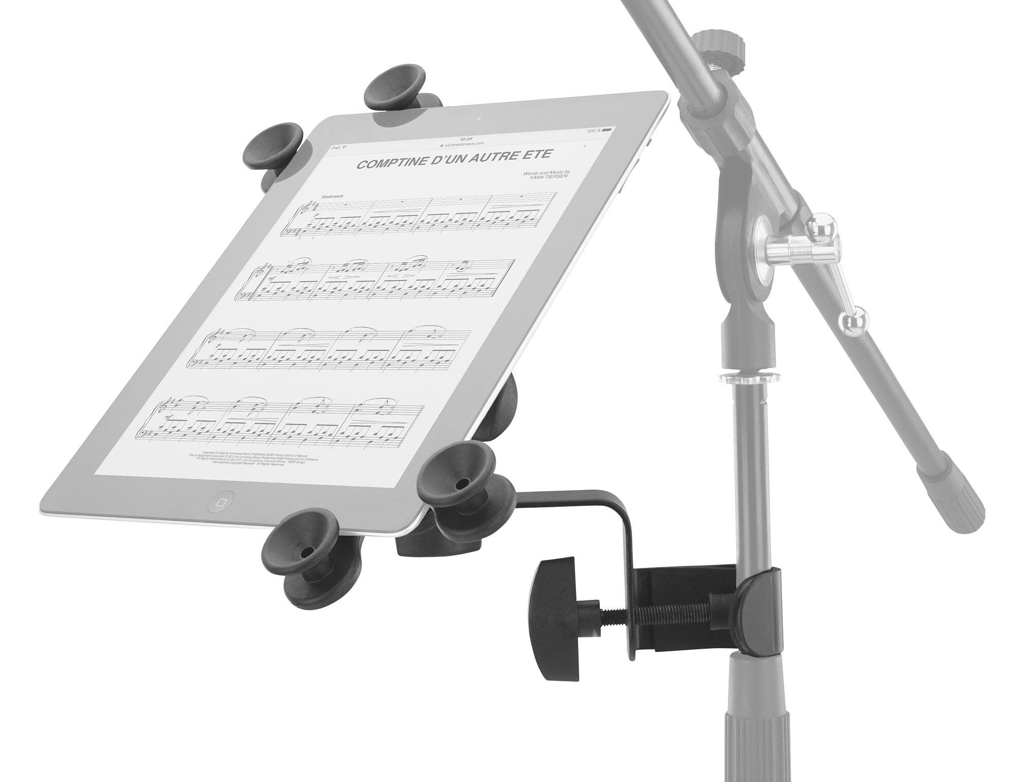 Pronomic UTH-20 Universele Tabletstandaard (voor alle gangbare maten, traploos draaibaar, kantelbaar, in hoogte verstelbaar, ronde metalen voet) Zwart Pronomic UTH-20 Universele Tabletstandaard (voor alle gangbare maten, traploos draaibaar, kantelbaar, in hoogte verstelbaar, ronde metalen voet) Zwart