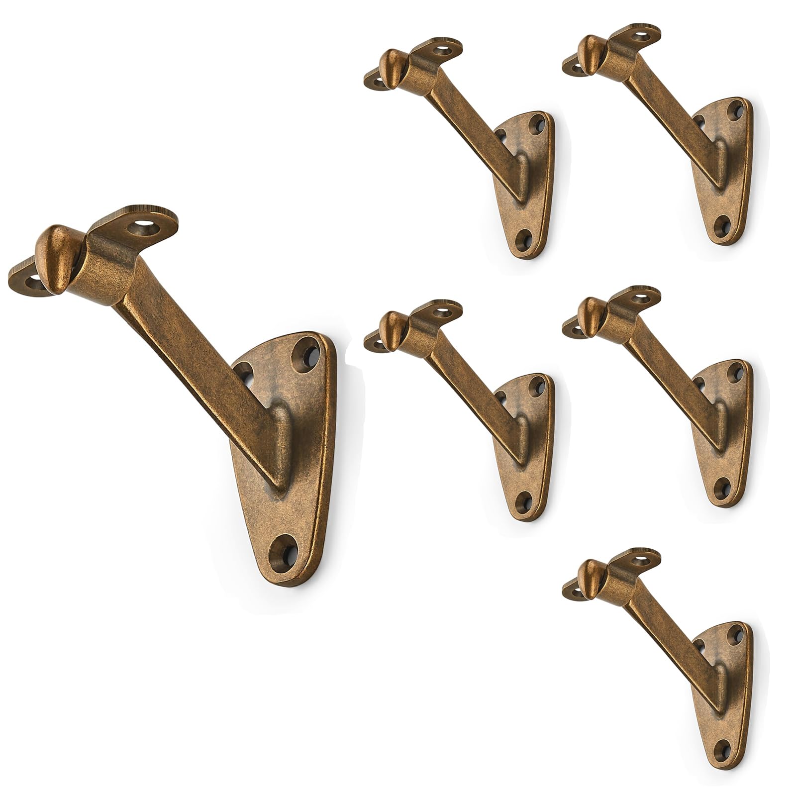 KHTUMEWARE-HK322 Antique English Brass Handrail Brackets 3-Pack in Antique English Brass — KHTUMEWARE