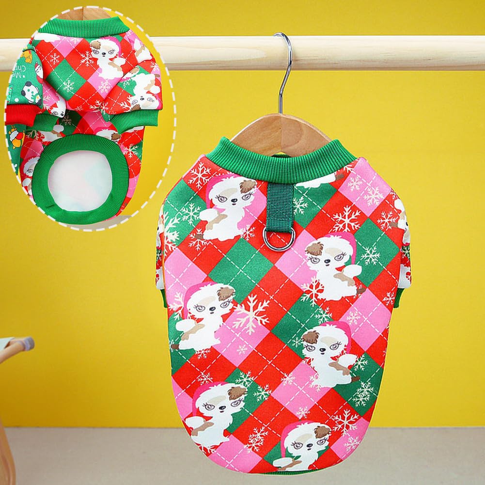 1pc Pet Dog Clothes Christmas Pink Lattice Puppy Apparel Xmas Classic Warm Plaid Dog Jumper Snowflake Soft Pullover Kittens Sweater Winter Cosy Tiny Dogs Sweater for Small Medium Puppy Kittens (S) - Image 3