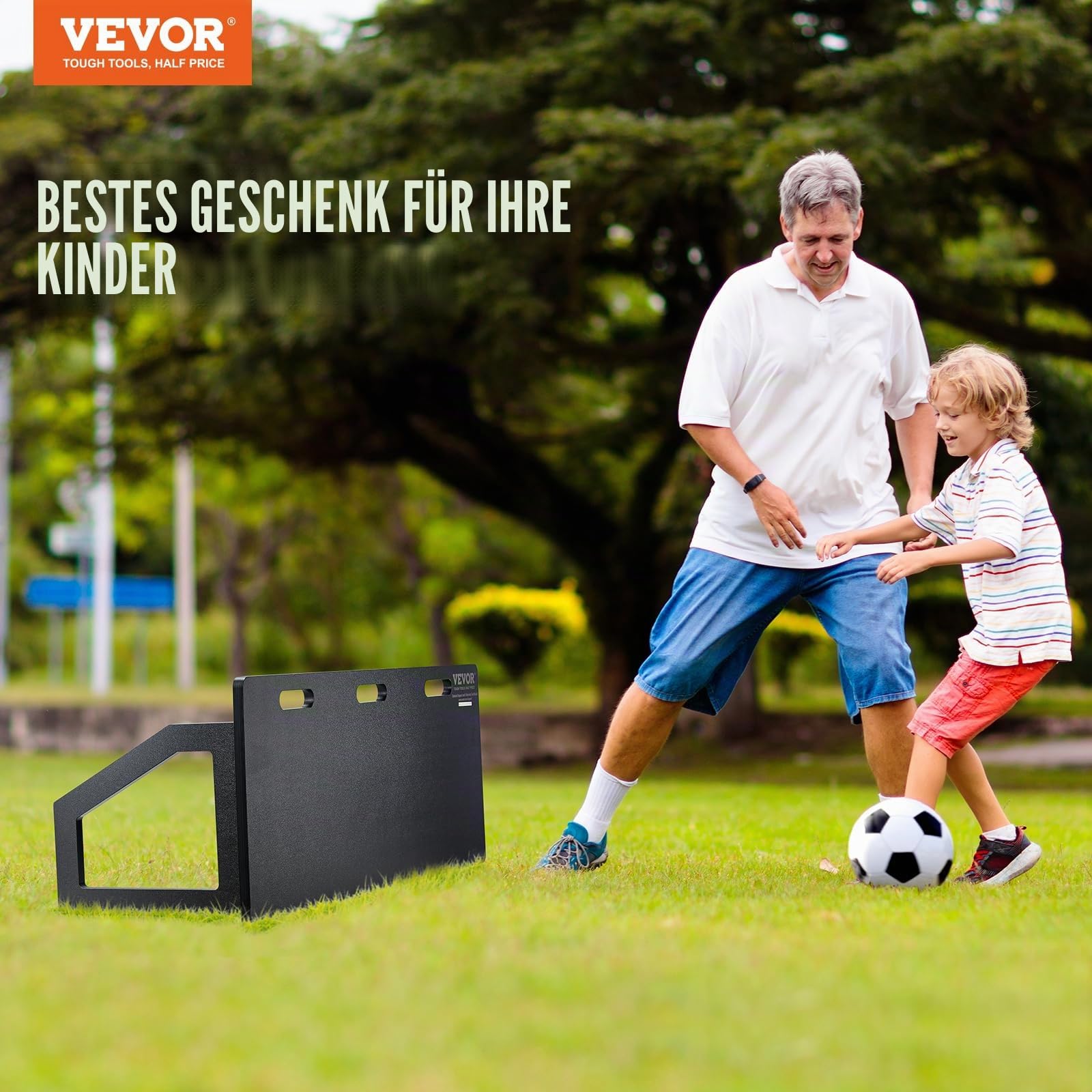 VEVOR Fußball Rebound Board, Tragbares Prellwand Brett 1150 x 450 mm, HDPE Rebounder Wand-Rebound-Ausrüstung, Kinder & Jugendliche, Trainingsbrett Rebounder Kicker für Fußballtraining Schwarz