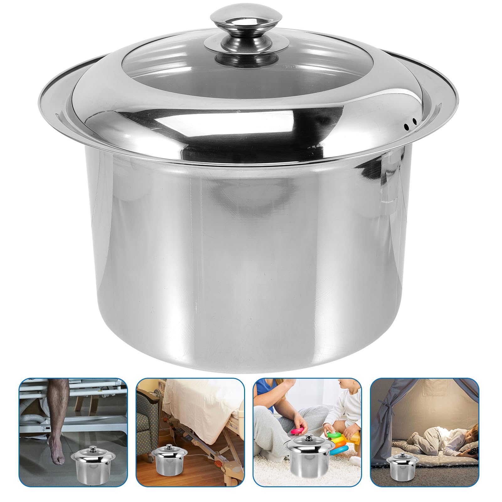 PACKOVE Spazzolino in Acciaio Inossidabile Coperchio, Pentola Inox Pratica e Conveniente per Anziani, Uso Domestico, Contenitore Igienico Portatile