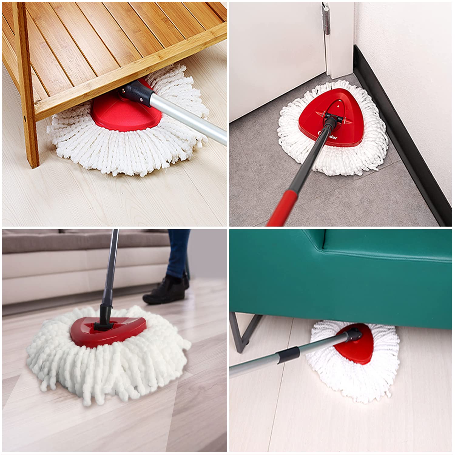 Confezione da 4 testine di ricambio di alta qualità per mocio rotante a 360°, compatibile con Vileda EasyWring e Clean Turbo Classic 2 in 1 Turbo Mop, colore bianco