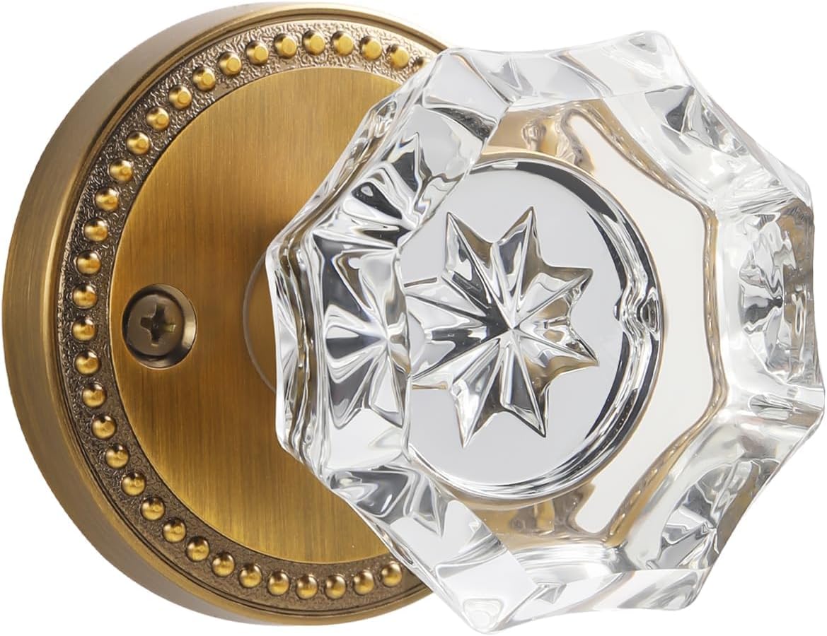 Antique Brass Door Knobs Crystal Door Knob Passage Door Knobs Glass Interior Door Knob for Hall
