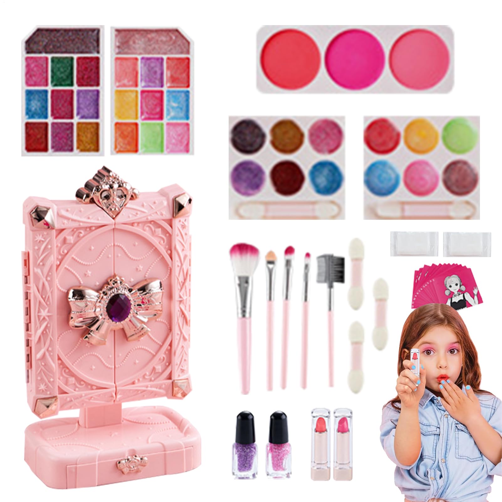 Falso trucco per – lavabile e realistico per gioco d'imitazione, gioco di trucco principessa e travestimento, idea regalo festa compleanno Natale costume e libero