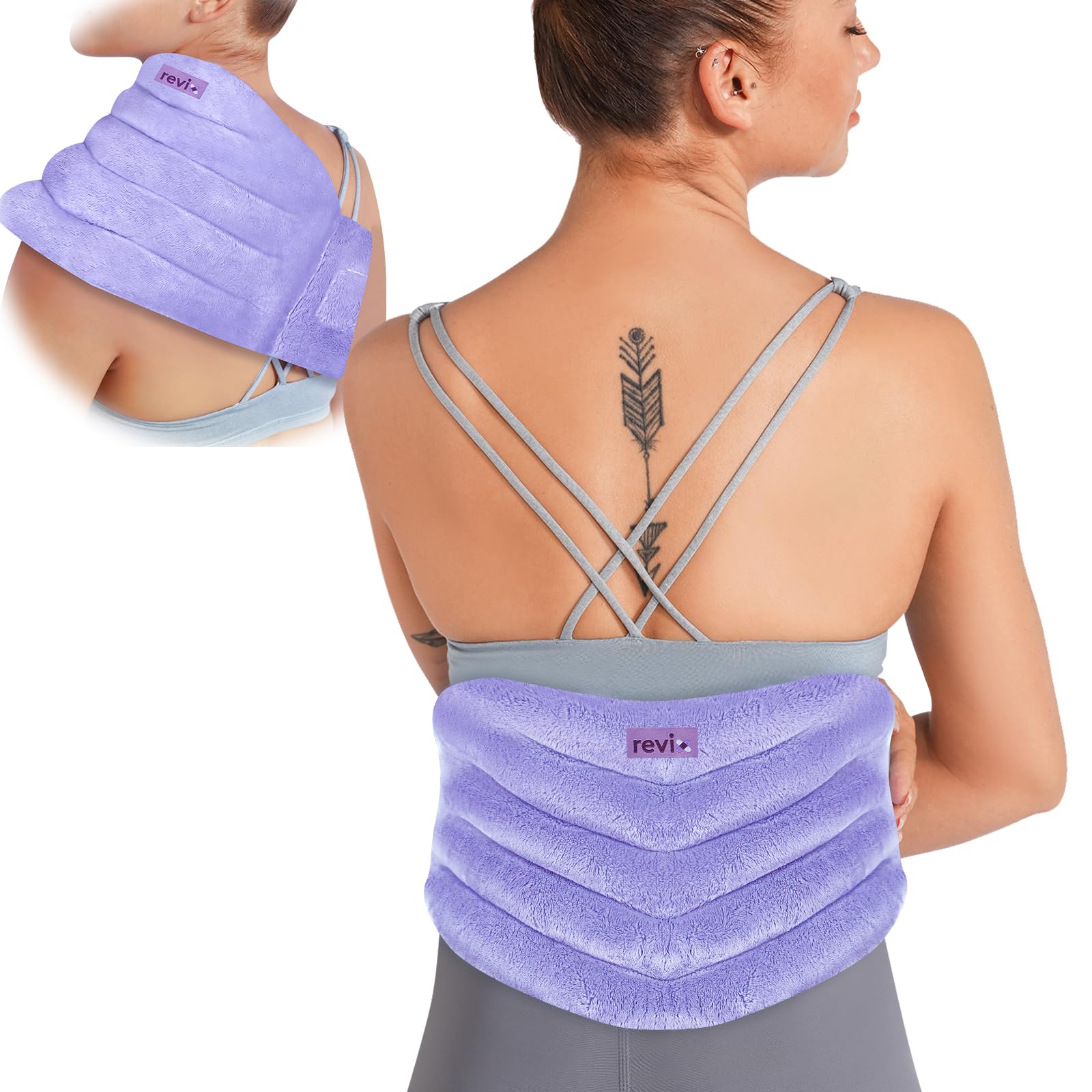 REVIX Microwave Heating Pad for Back Pain and Cramps Relief with Moist Heat, Extra Large Microwavable Heated Wrap for Lumbar, Waist, Stomach, Shoulder and Neck Hot or Cold Pack, Reusable, Portable