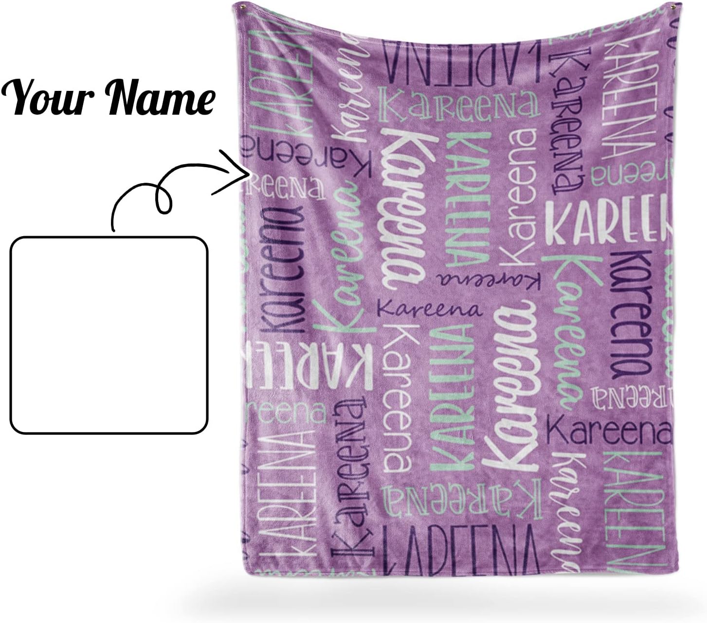Ship Next Day, Personalized Baby Blankets for Baby Boys Girls, Kids Custom Name Blanket for Newborn Toddler Teen Adult, Monogram Daycare Receiving Throw Moms Gifts(40"x50") Purple Green