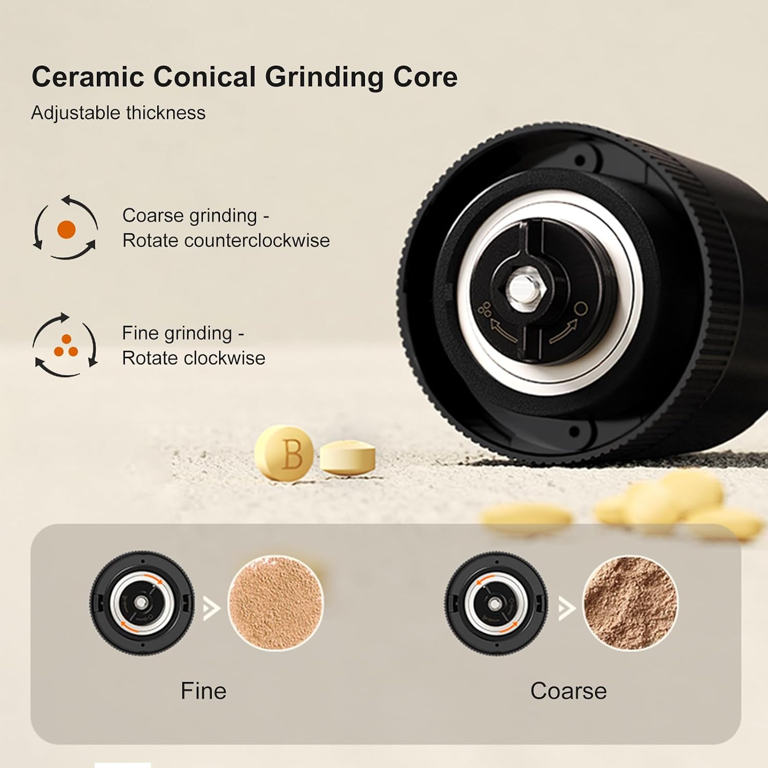 Pill Crusher,3-in-1, Pill Grinder for Fine Powder, Effortless Medication Pulverizer & Splitter with Storage Cup, Arthritis Friendly for Elderly, Pets