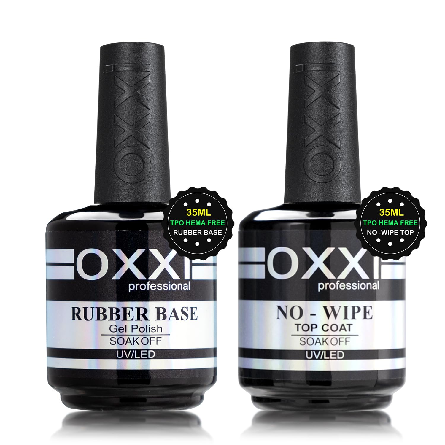 OXXI Professional 35ML*2 Rubber Base Gel Polish and No Wipe Top Set Tpo Hema Free Large Capacity Nail Base and Top Coat