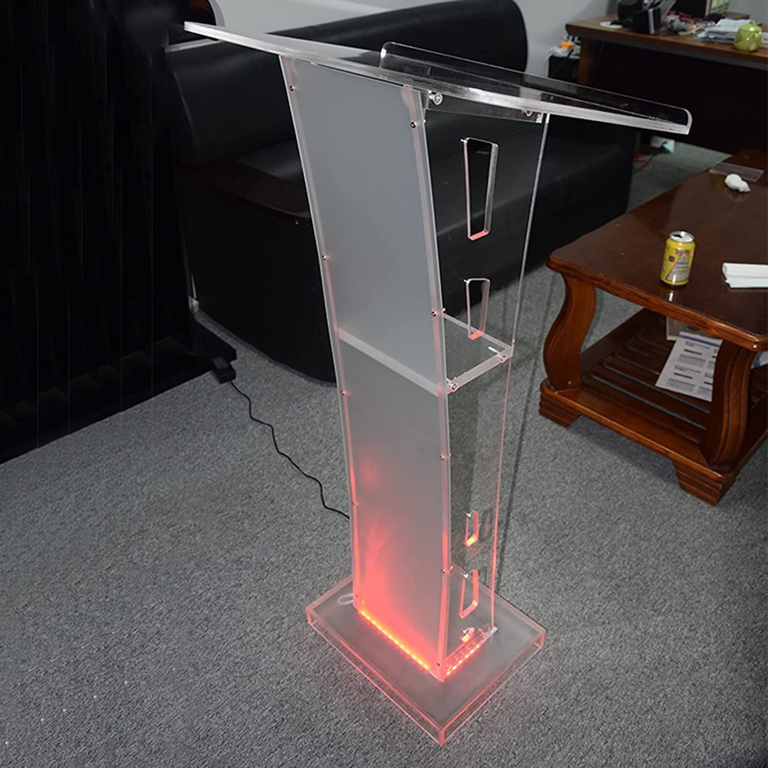 Transparenter Podiumständer mit 7-farbiger LED-Fernbedienung – Mehrzweck-Konferenzständer für Kirche, Schule und Veranstaltungen – ideal zum Lesen und Präsentieren