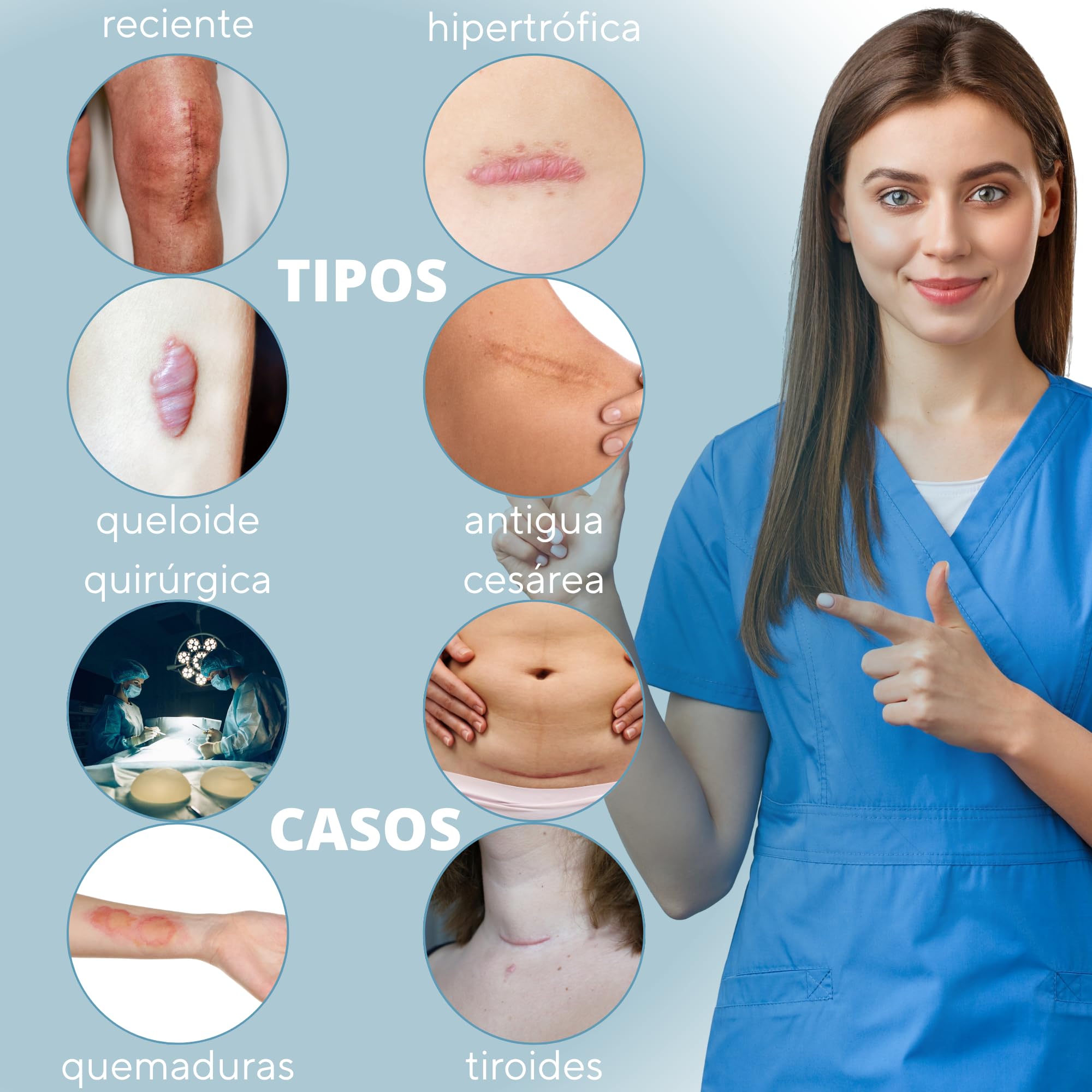 2 Parches Reductores de Cicatrices con Ácido Hialurónico [20x10 cm] - Tratamiento para Cicatrices y Queloides: Cesárea, Mamoplastia, Cirugías Estéticas o Generales