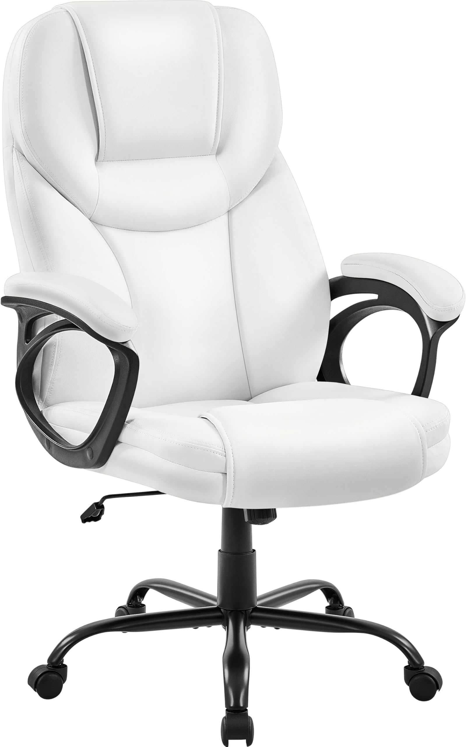 tectake Office Chair Gaming Chair Office Chair Swivel Design Ergonomic Seat with Armrests, Padded Headrest, Telework Wheel – White