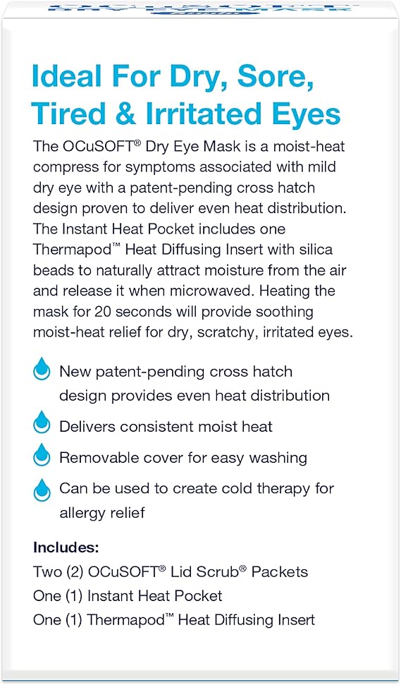 OCuSOFT Dry Eye Mask Premium | Warm or Cold Comfort, Tired Eyes, 1 Instant Heat Pocket, Heat Diffusing Insert