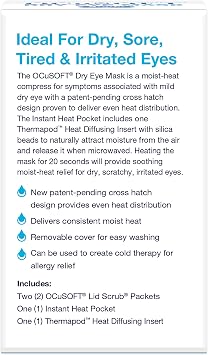 OCuSOFT Dry Eye Mask Premium | Warm or Cold Comfort, Tired Eyes, 1 Instant Heat Pocket, Heat Diffusing Insert