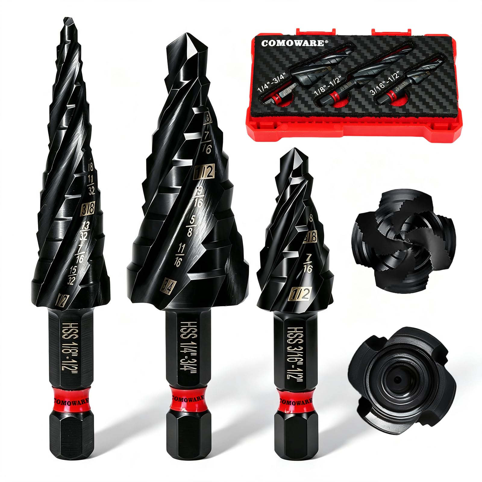 HSS Step Drill Bits - Metal Cutting 10-Piece -13