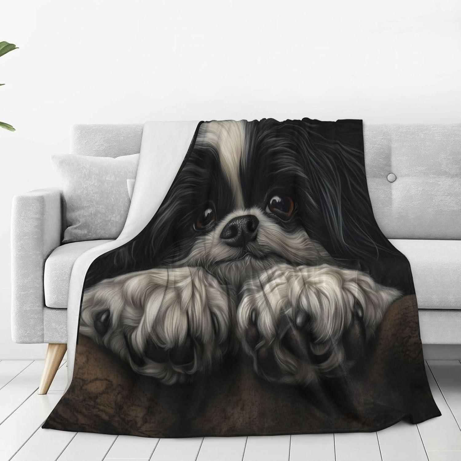 Shih Tzu Blanket Gifts for Kids Adult Women Men Lightweight Soft Cute Puppy Dog Flannel Throw Blankets Cozy for Pet Lovers Living Room Sofa Couch Bed Room All Season Decor 50x40in