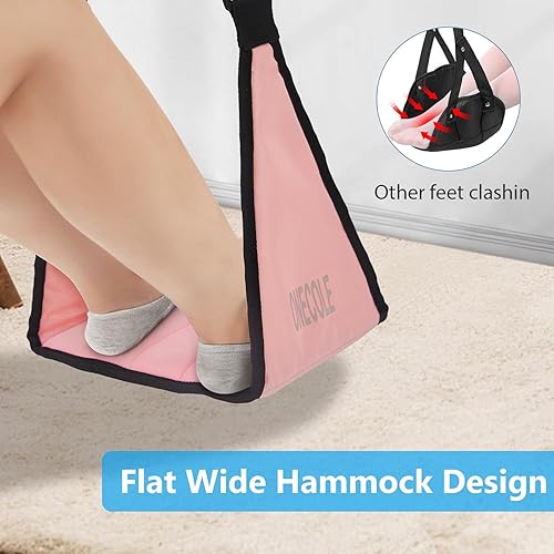 Miniatura 5 de Reposapiés de avión Hommock de pie de viaje con espuma viscoelástica, reposapiés plano ajustable portátil, reposapiés sin choques que proporciona