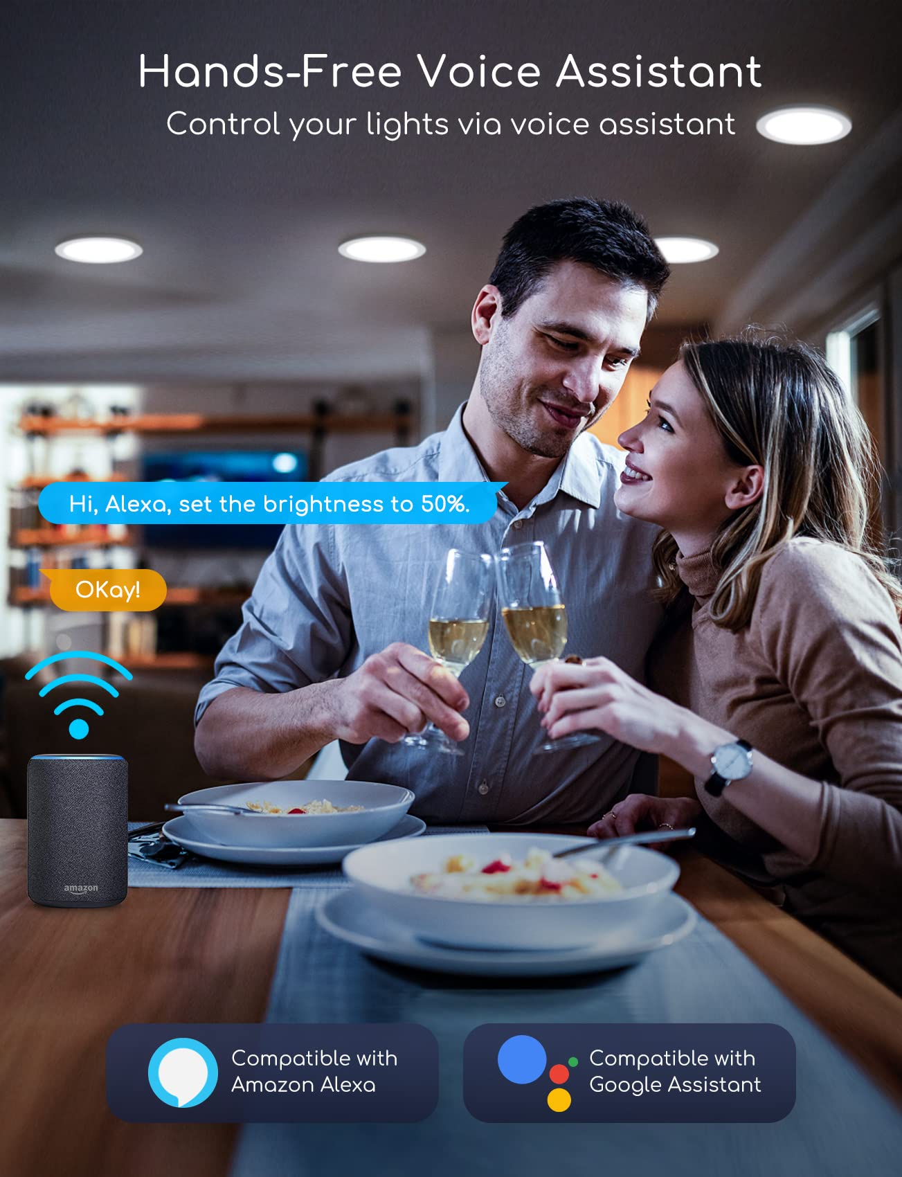 3 Stück Smart Home Einbau-Deckenleuchte 18W dimmbar CCT 2700-6500K 1760lm rund Ø230mm, mit Fernbedienung, auch steuerbar über App/Smartphone, kompatibel mit Google Assistant® und Amazon Alexa®