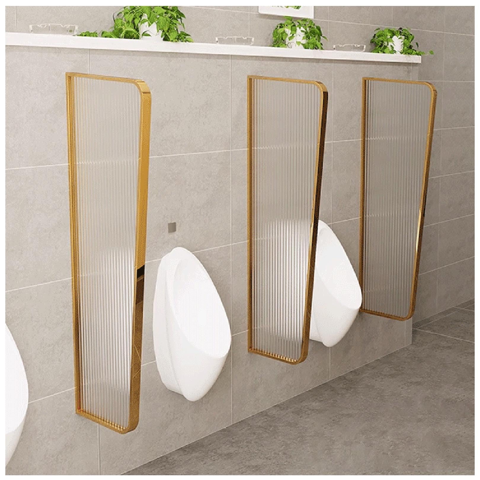 Paravent séparateur d'urinoir mural pour sanitaires de centres commerciaux
