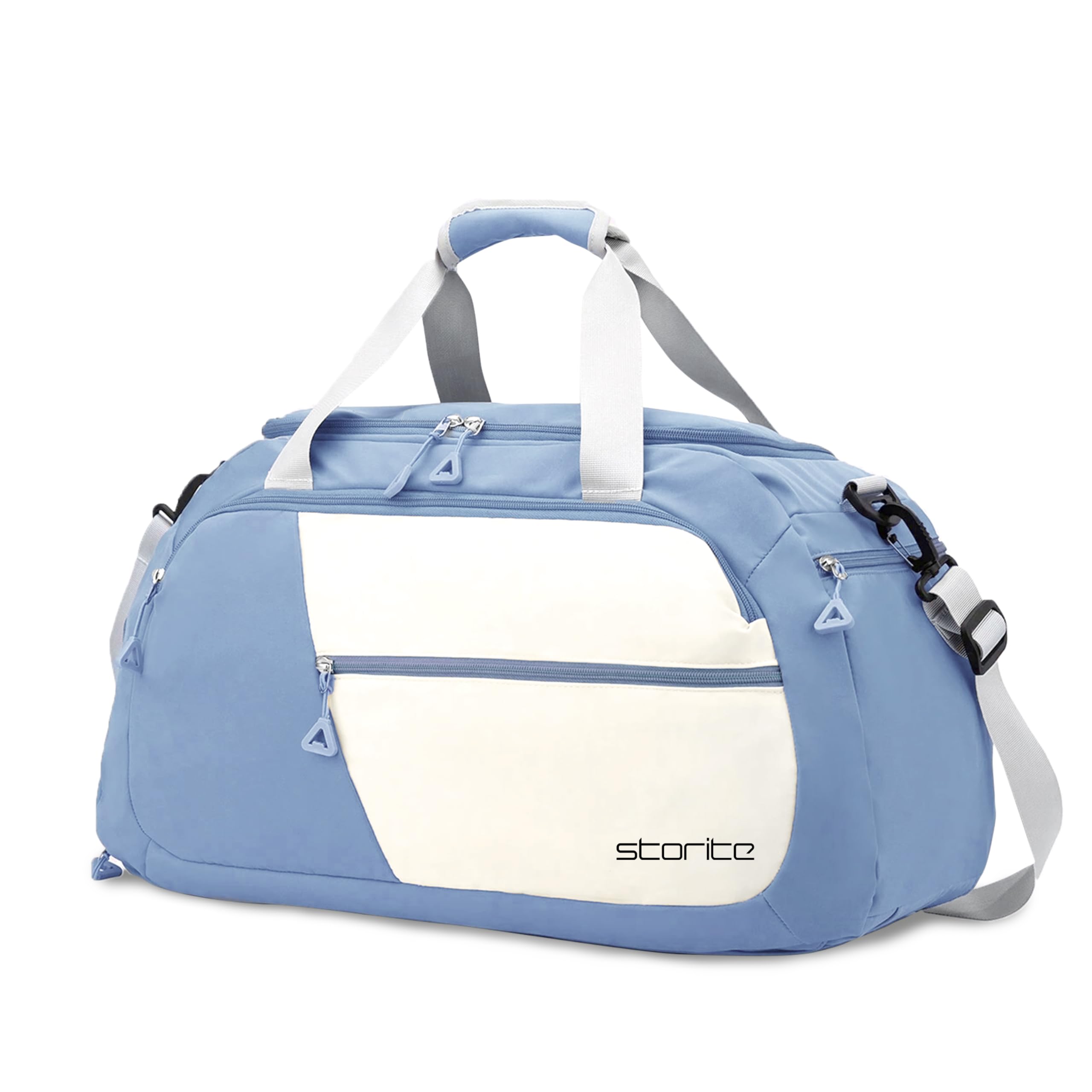 Storite Nylon 53 Cm Imported Multi Purpose Travel Duffle Bag for Women with Dry and Wet Pocket, Lightweight Waterproof Backpack Carry Luggage Bag with Shoe Compartment (Blue, 53 x 23 x 24 cm)