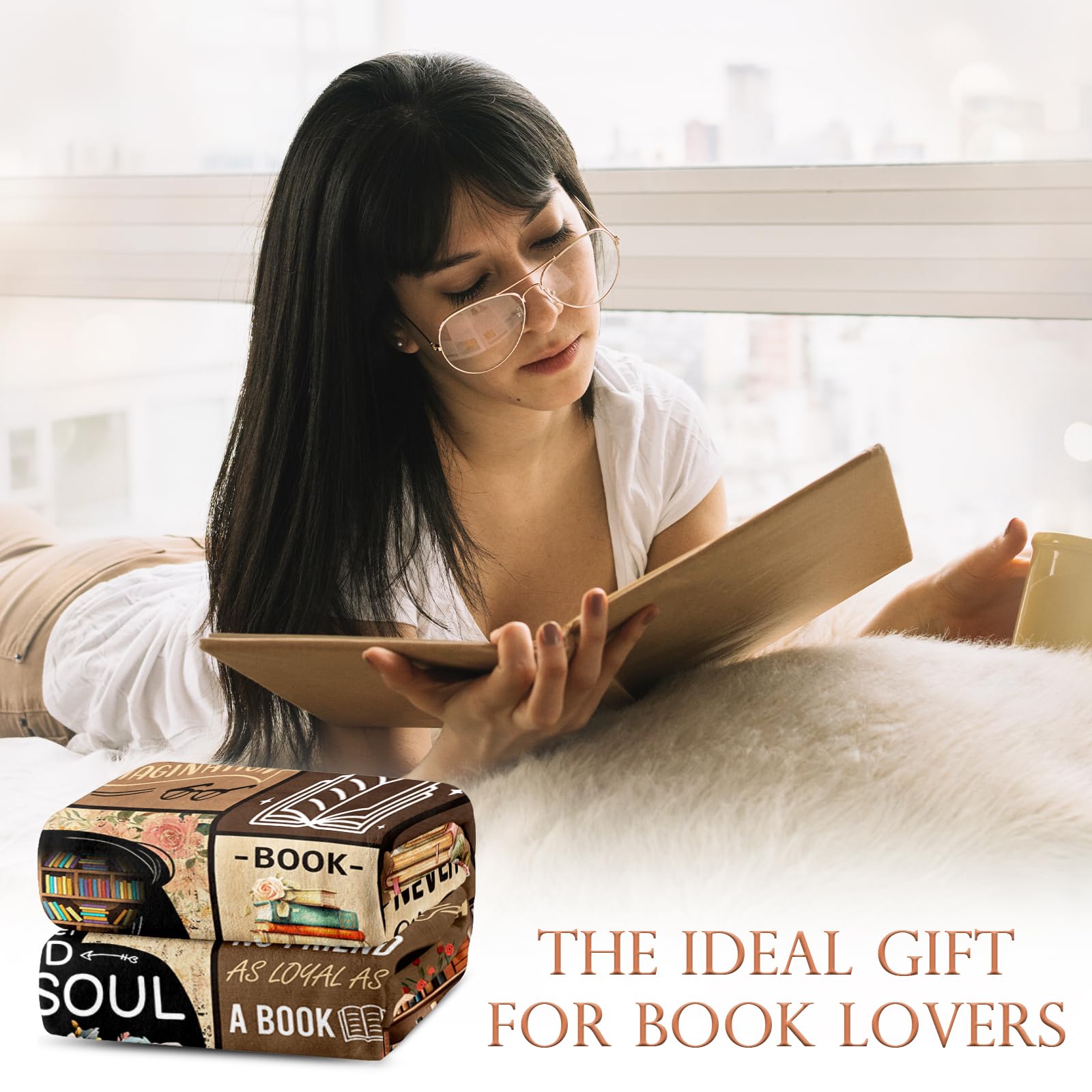 Book Lovers Gifts - Gifts for Book Lovers - Booklover Gift for Women - Bookworm Librarian Readers Booklover Bookish Reading Accessorie Blankets Present for Women Girls - Books Lover Blanket 50"X60"