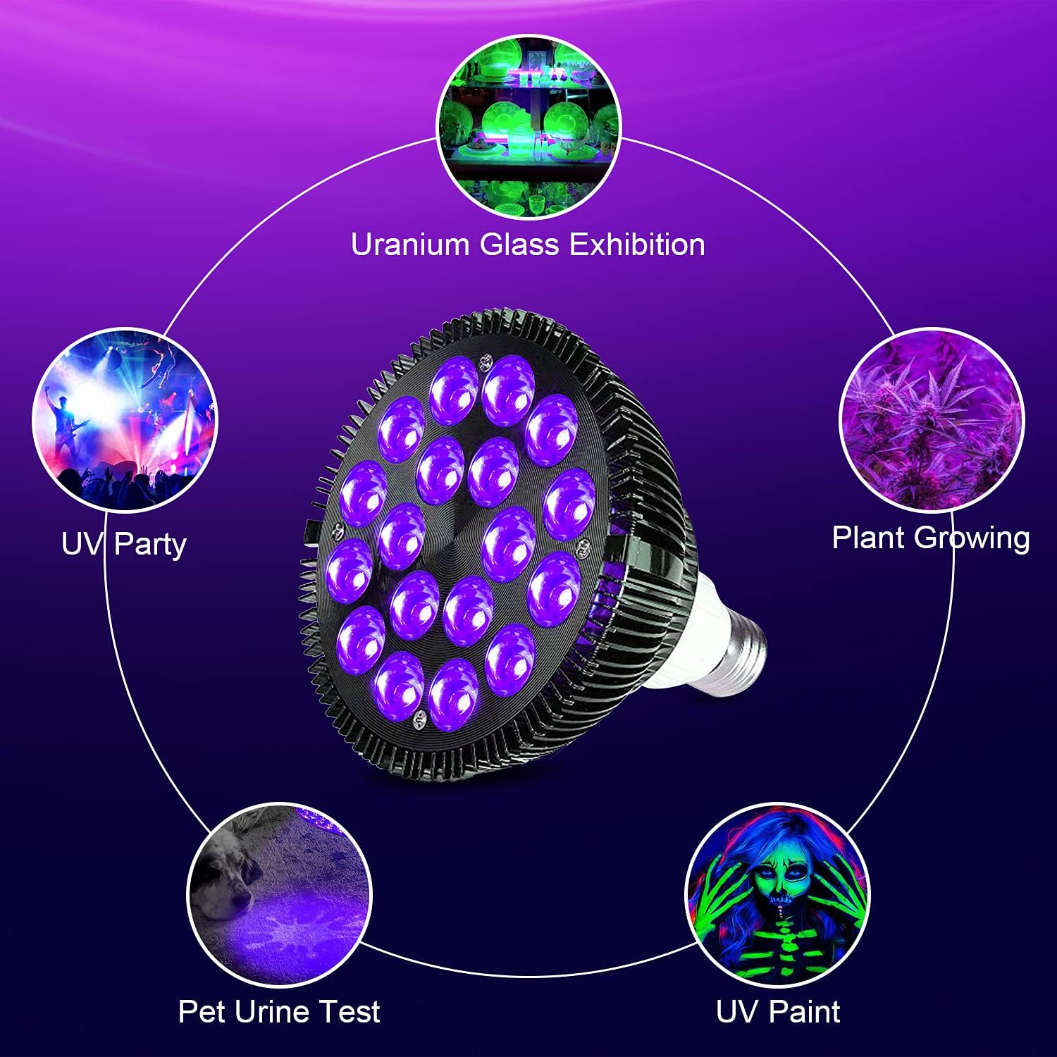 Best Deal 🛒 Black Light Bulb, KINGBO 36W LED Blacklight Bulbs E26 PAR38 Glow in The Dark, 395nm LEDs for Blacklight Party, Fluorescent Art, DJ Dance Party, Holiday Decorations, Acrylic Pouring Light New Product Black Light Bulb, KINGBO 36W LED Blacklight Bulbs E26 PAR38 Glow in The Dark, 395nm LEDs for Blacklight Party, Fluorescent Art, DJ Dance Party, Holiday Decorations, Acrylic Pouring Light