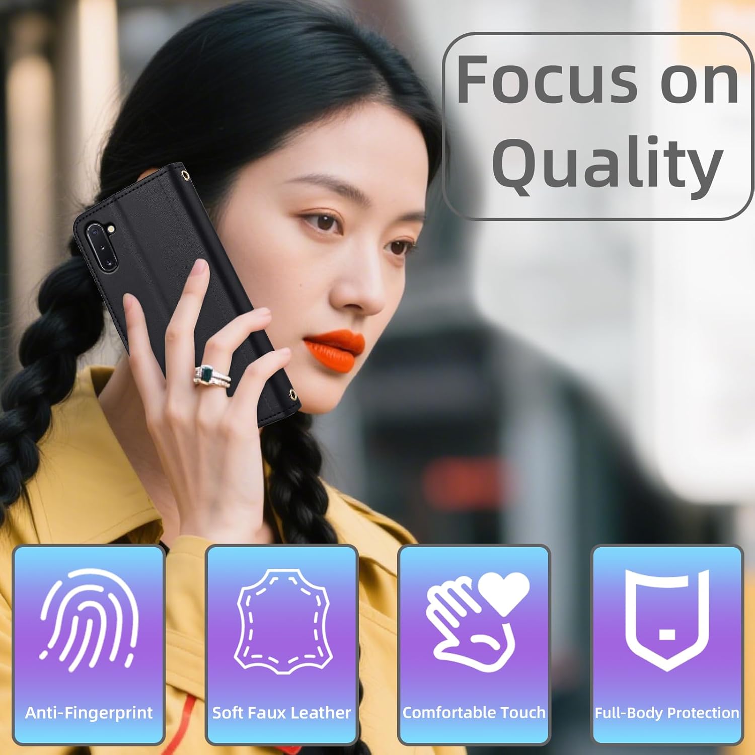 Wallet Case for Samsung Galaxy Note 10 5G with Wrist Strap, Shoulder Strap, Multiple Card Slots Folio Purse, PU Leather Stand Accessories Cell Phone Cover for Note10 Notes 10s Ten Not S10 Black - Image 7