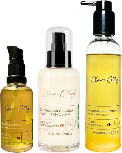 Oleum Cottage Bundle Pack for Dry Itchy Scalp &amp; Dandruff | 100% Plant Based Ingredients | Contains Restorative Oil, Anti I...